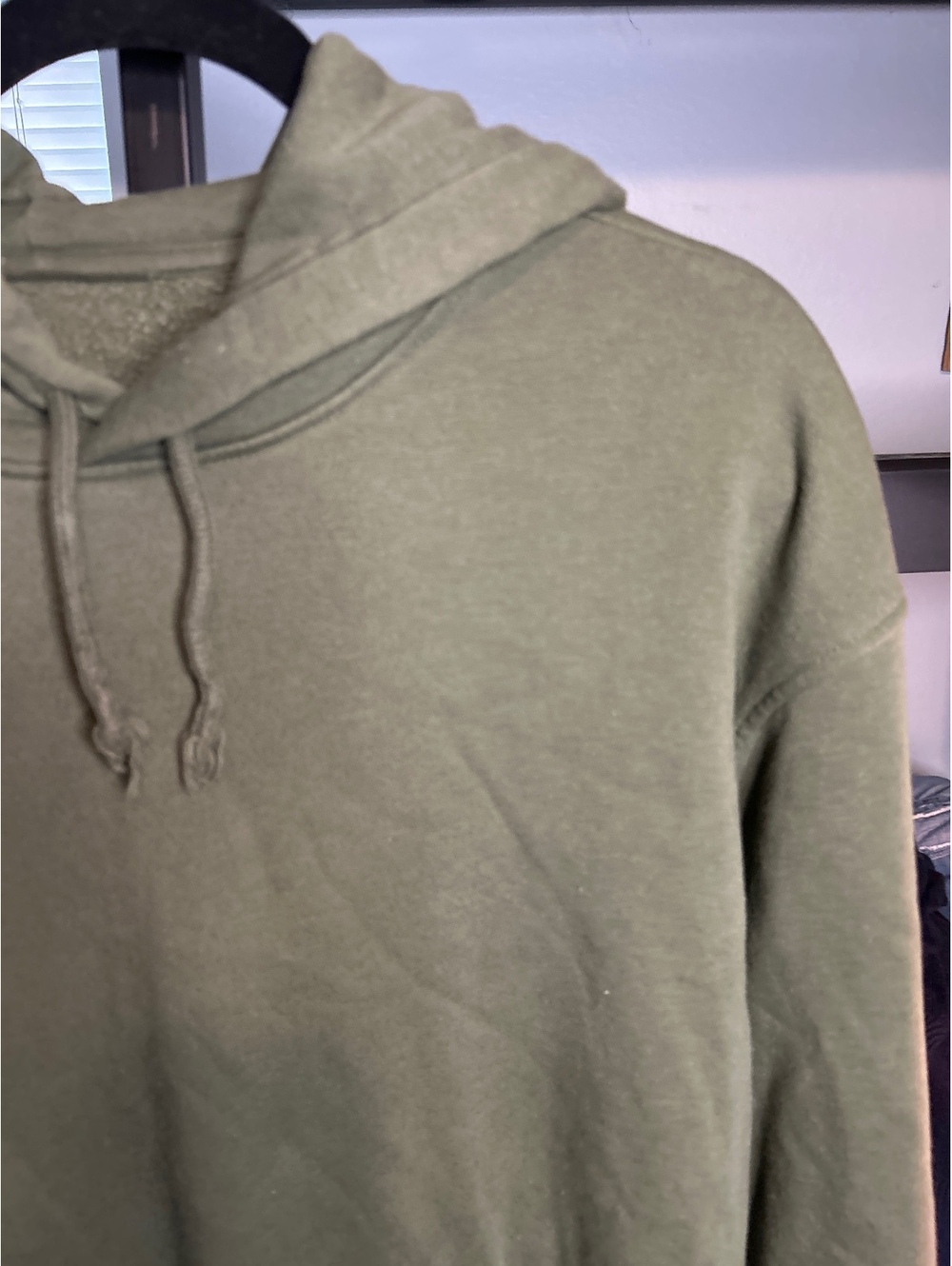 Olive Green Pullover Hoodie with Drawstring